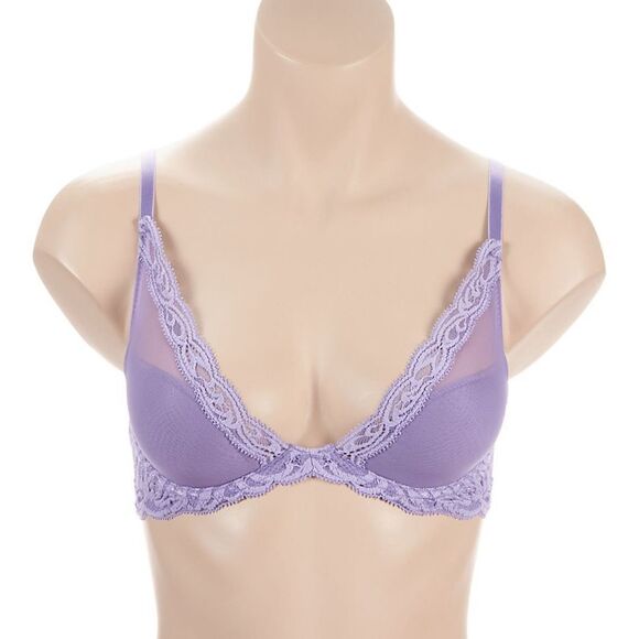 Natori NWT UNDERWIRE Feathers Plunge T-Shirt Bra 38D Purple Haze - Picture 2 of 4